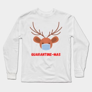 Quarantine-Mas Reindeer Christmas in Quarantine Reindeer with a Mask Social Distancing Long Sleeve T-Shirt